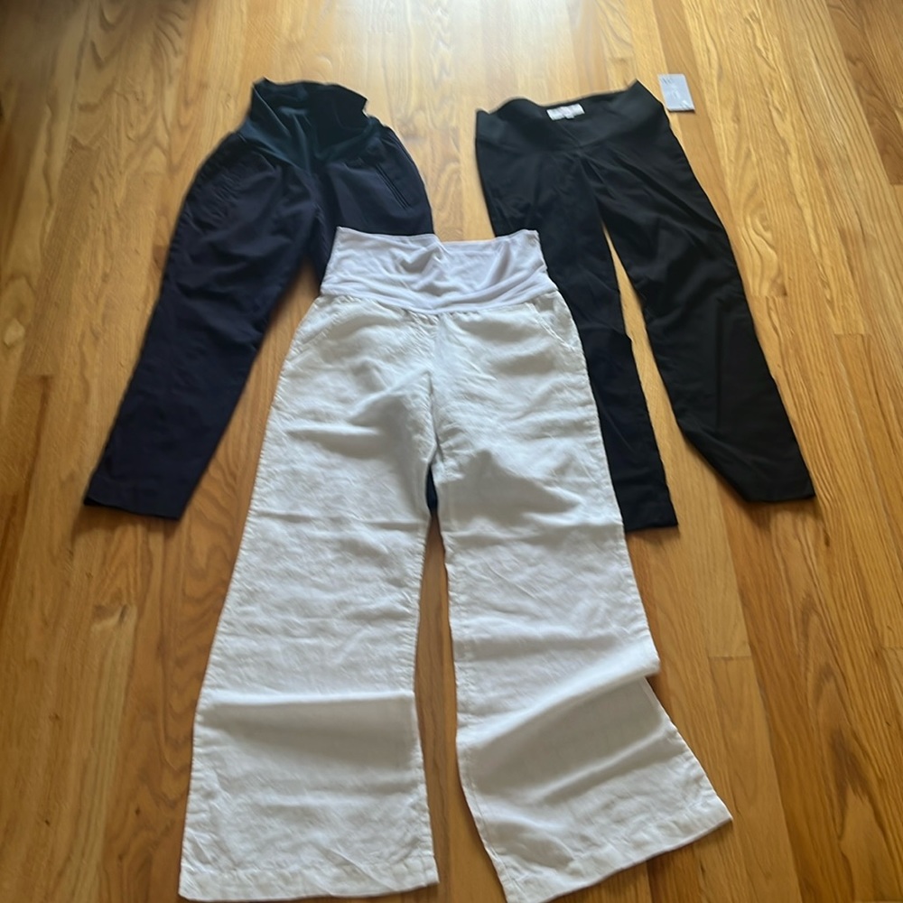 Maternity pants bundle, navy, black, white, all size small